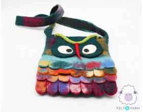 Felt Owl Design Crossbody Bag - Felt and Yarn