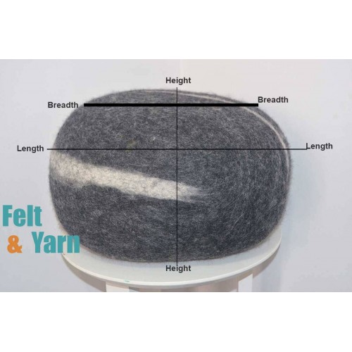 40 x 15 cm Wool Felt Pouf | Handmade Felt Stone Pouf