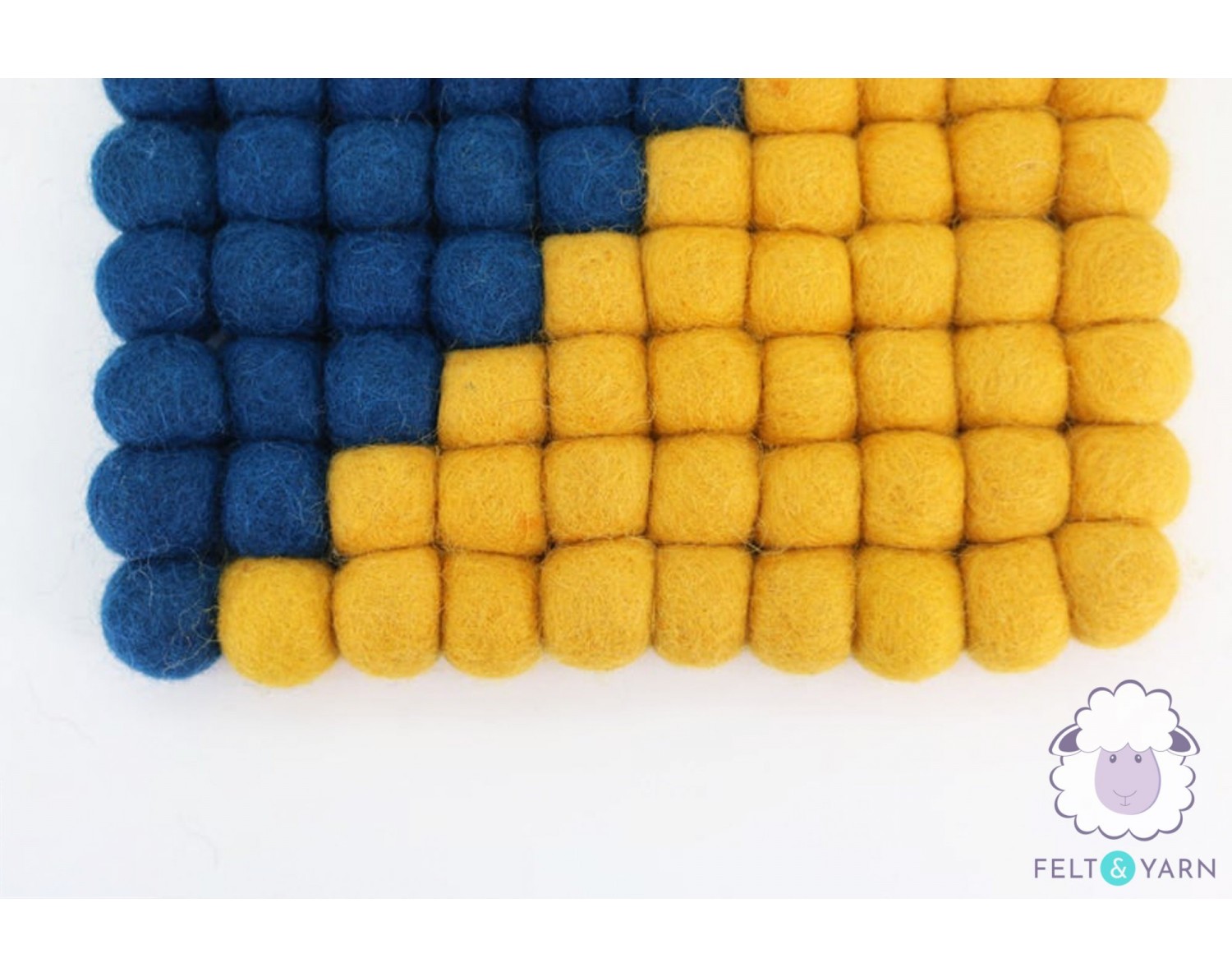 Yellow Felt Ball Trivet and Coaster - Kitchen Trivet - Felted Wool Trivet  Set