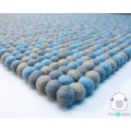 Quality Blue Gray Felt Ball Rug Rectangle - Felt & Yarn