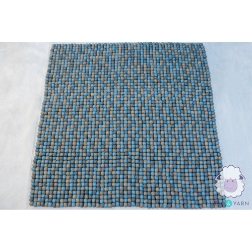 Blue Gray Felt Ball Rug