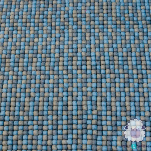 Blue Gray Felt Ball Rug