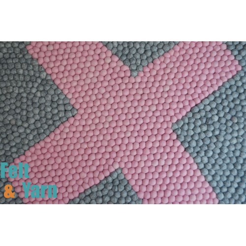X Design Grey Felt Ball Rug