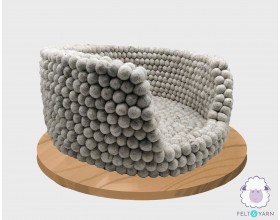 Grey Felt Ball Bolster Dog Bed
