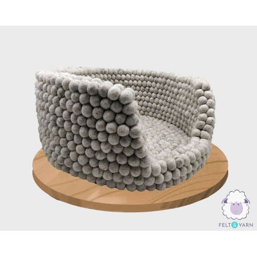 Grey Felt Ball Bolster Dog Bed