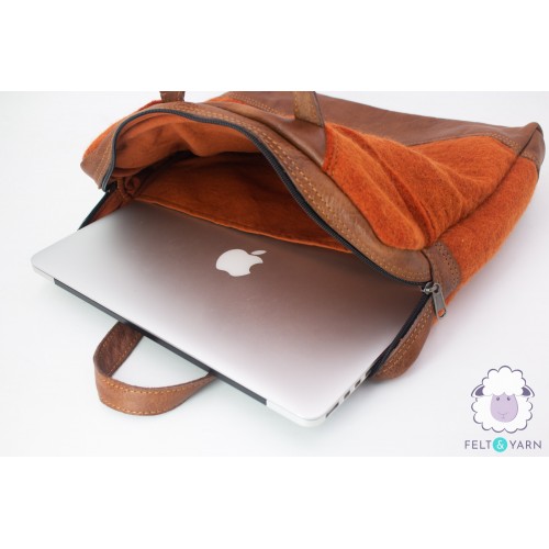 Felt Laptop Bag with Leather Strap
