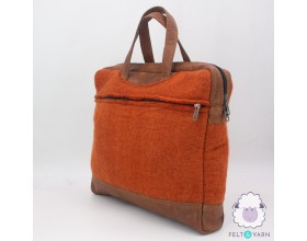 Felt Laptop Bag with Leather and Zipper - Felt & Yarn