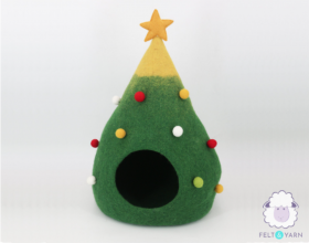 Christmas Tree Felt Cat House for 24 lbs. Cats-Felt & Yarn
