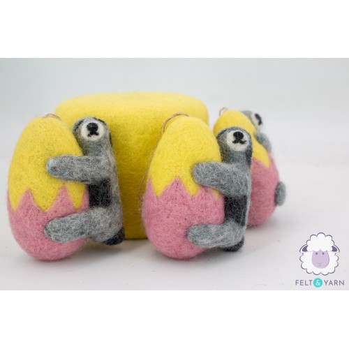 Felt Sloth with Easter Egg Ornament