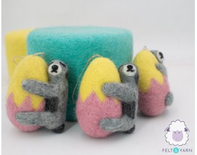 Needle Felted Sloth with Easter Egg for Easter-Felt & Yarn