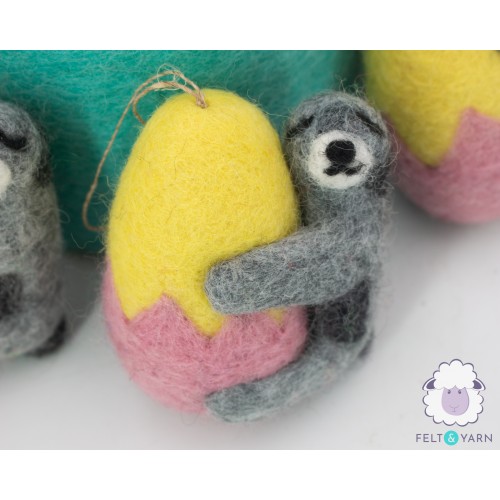 Felt Sloth with Easter Egg Ornament