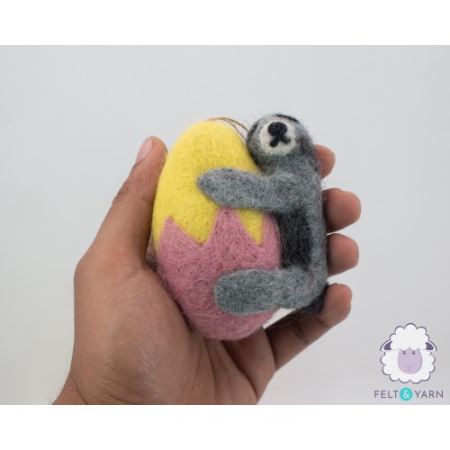Felt Sloth with Easter Egg Ornament