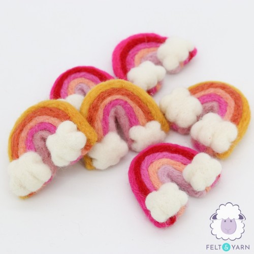 7x6cm Felt Rainbow with Two Clouds