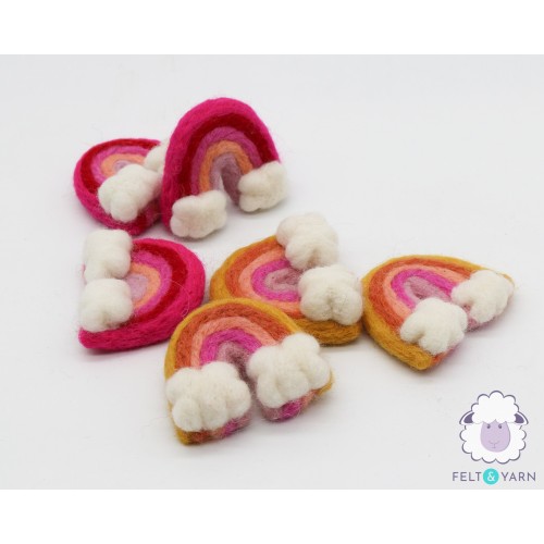 7x6cm Felt Rainbow with Two Clouds