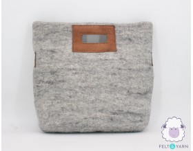 Handmade Grey Felt Tote Bag - Felt and Yarn