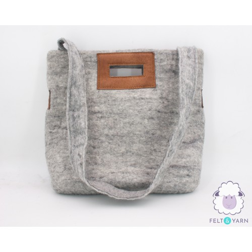 Handmade Grey Felt Tote Bag