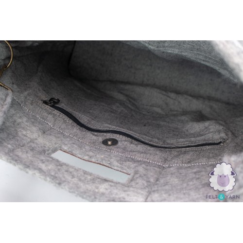 Handmade Grey Felt Tote Bag