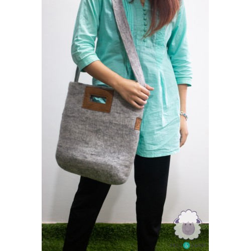 Handmade Grey Felt Tote Bag