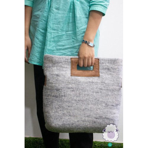 Handmade Grey Felt Tote Bag