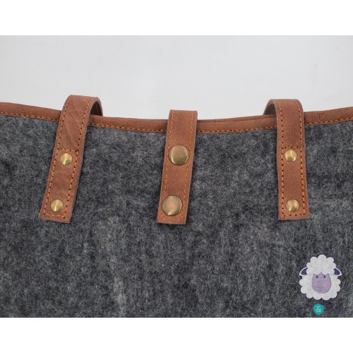 Dark Grey Felt Tote Bag