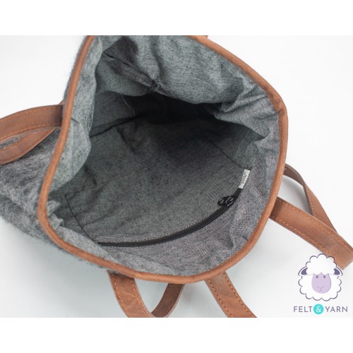 Dark Grey Felt Tote Bag