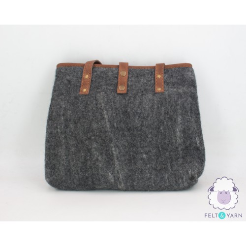 Dark Grey Felt Tote Bag - Felt and Yarn