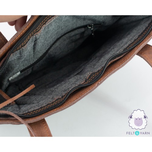 Classy Felt Bag with Leather Design