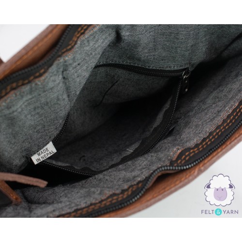 Classy Felt Bag with Leather Design