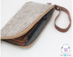 Felt Purse with Leather Strap - Felt and Yarn