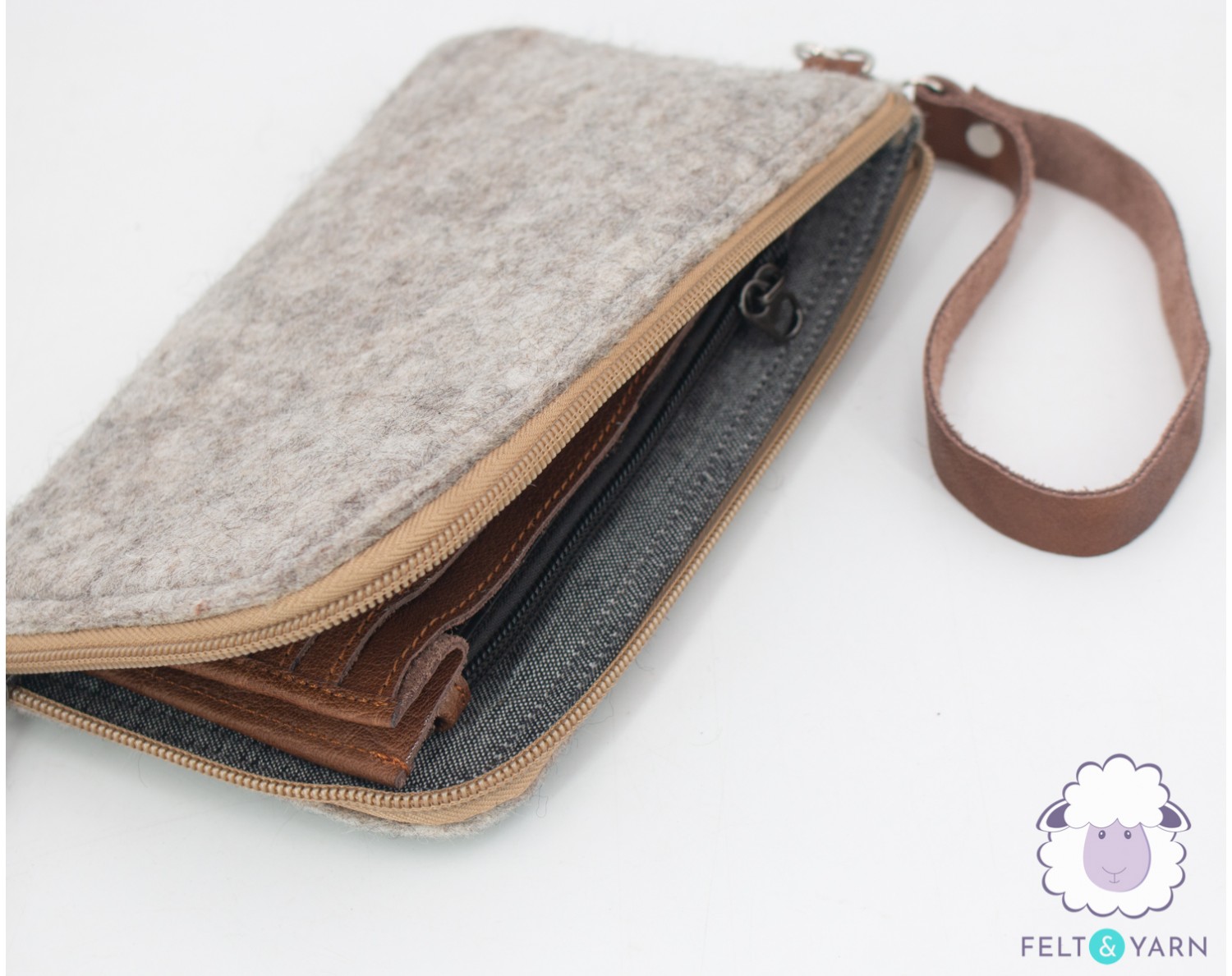 Felt Purse with Leather Strap