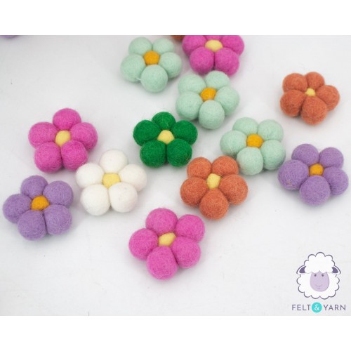 4cm Mini Felt Ball Flowers
