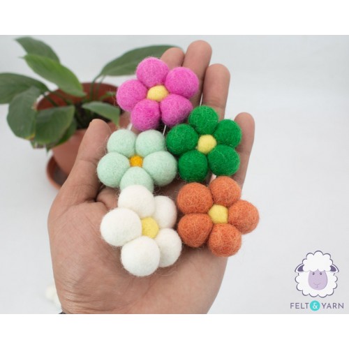4cm Mini Felt Ball Flowers