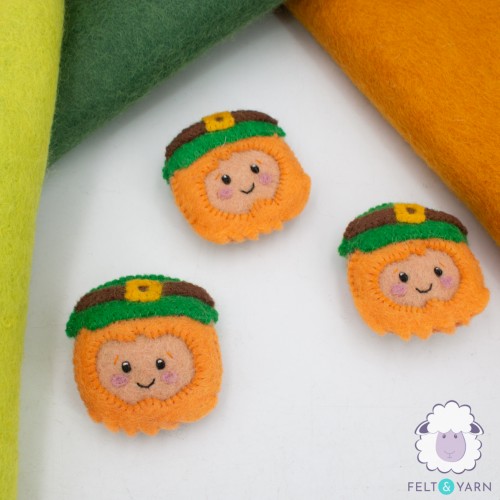 7 cm Felt Stitched Leprechaun Head