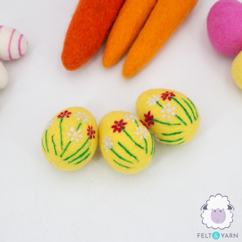Felt Floral Design Easter Eggs