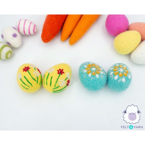Felt Floral Design Easter Eggs