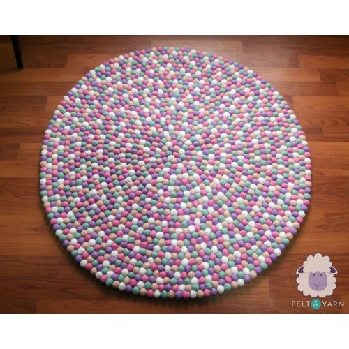 Pinkish Tone Felt Ball Rug