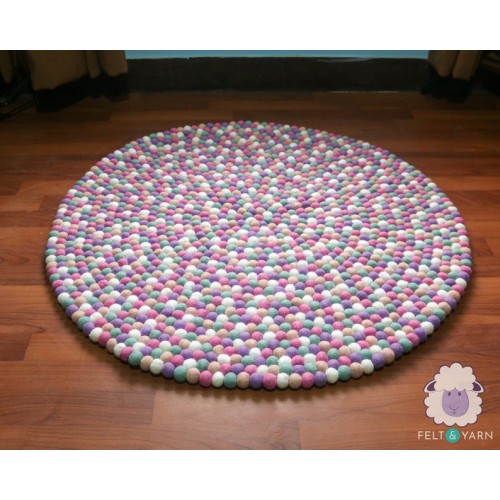 Pinkish Tone Felt Ball Rug