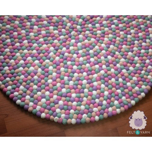 Pinkish Tone Felt Ball Rug