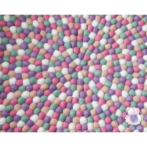 Pinkish Tone Felt Ball Rug