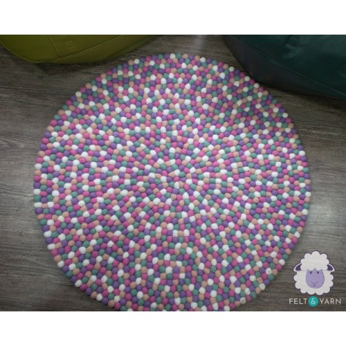 Pinkish Tone Felt Ball Rug
