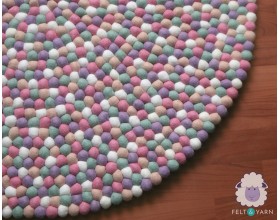 Pinkish Tone Felt Ball Rug