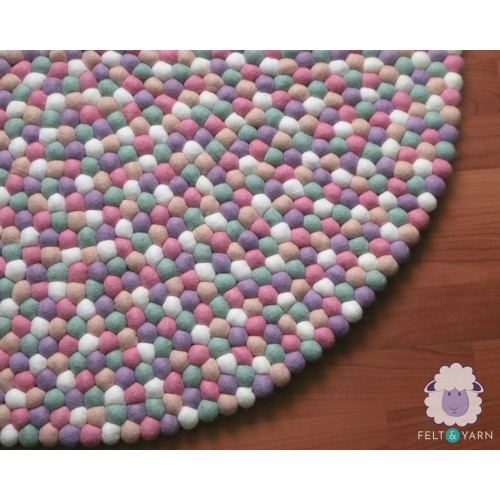 Pinkish Tone Felt Ball Rug