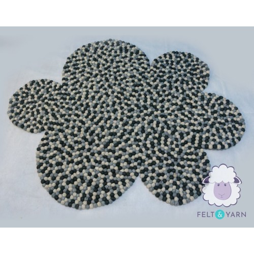Black Felt Cloud Pebble Rug