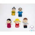 5 Members Stitched Felted Family Set Puppet