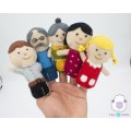 5 Members Stitched Felted Family Set Puppet