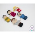 5 Members Stitched Felted Family Set Puppet
