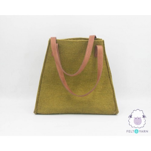 Green Felt Tote Bag - Felt and Yarn