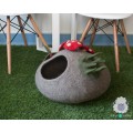 Wool Felt Cat Cave With Mini Mushroom