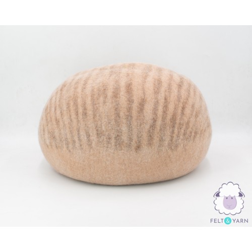 Natural Felt Cat Cave with Stripes