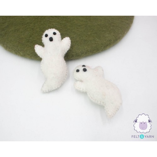 10x5cm Stitched White Halloween Felt Ghost